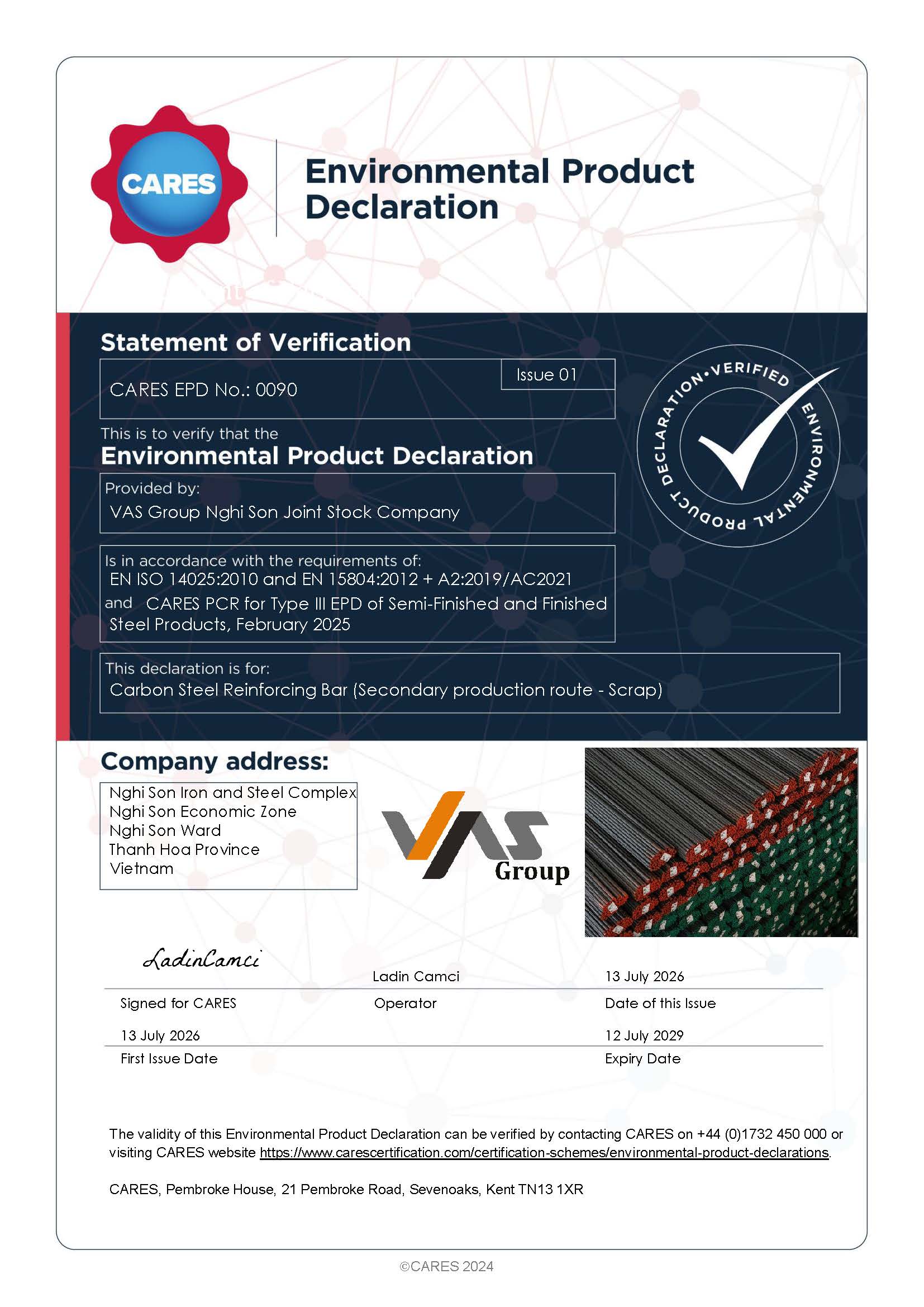 VAS Group Nghi Son Joint Stock Company EPD